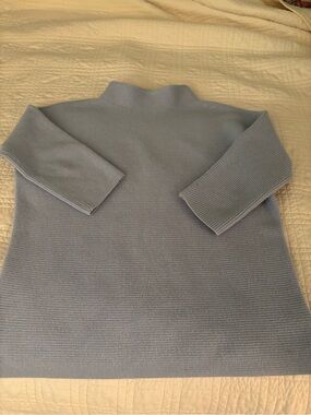 Lands' End Sky Blue Ribbed Mock-Neck Sweater